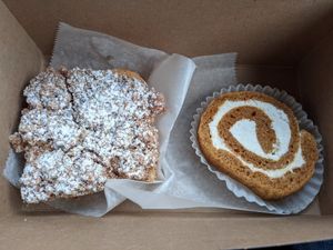 Crumb cake, pumpkin roll at Pride Enjoy in Wading River