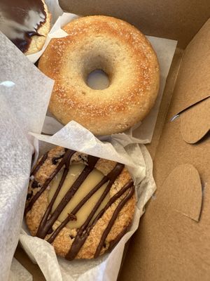 Apple cider donut and a caramel cookie cup  at Pride Enjoy in Wading River