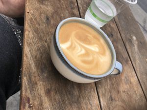 Delicious oat milk latte  at ROOTED in Walnut Creek