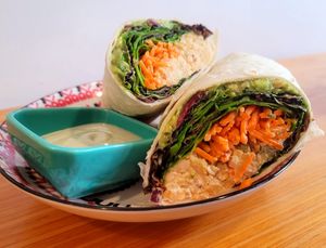 Smashed Chickpea wrap at ROOTED in Walnut Creek