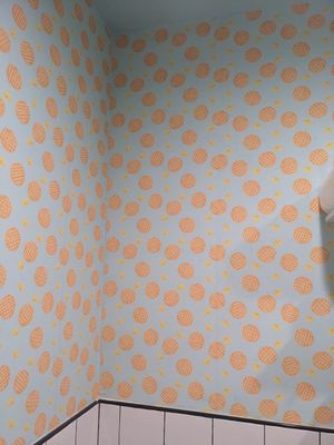 Waffle bathroom print at ROOTED in Walnut Creek