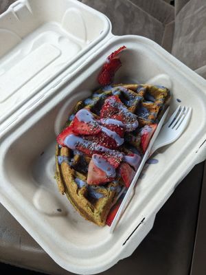 Matcha waffle at ROOTED in Walnut Creek