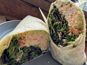 Smashed chickpea wrap  at ROOTED in Walnut Creek