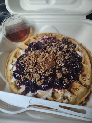 Blueberry cheesecake waffle at ROOTED in Walnut Creek