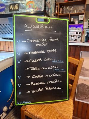 All with a V are vegan. Desserts vary from week to week. at Bistro LaForge in Saint-pardoux