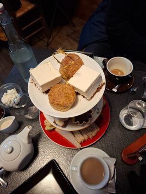 Vegan Easter cream tea. Sean, Paula and Aice have done it again.  What a precious resource here in rural France. What amazing people. Thank you. at Bistro LaForge in Saint-pardoux