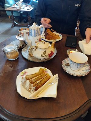 Tea and cake (no photo of the incredible roast cauliflower soup)    at Tea by the Lock in York