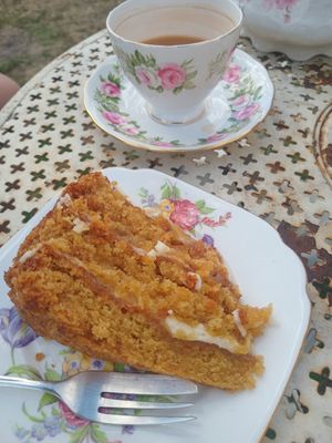 Apple-caramel cake (good but very sweet) at Tea by the Lock in York