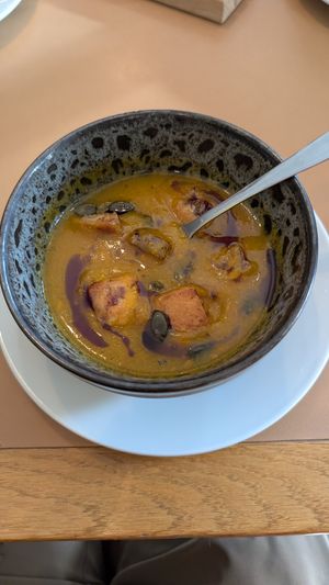Pumpkin soup at Zuckergoscherl in Vienna