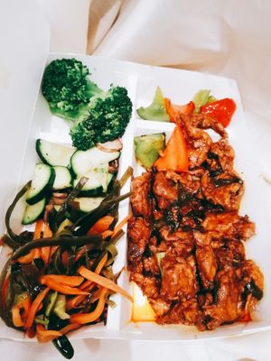 M3/ Thai Chickenless with Mixed Veggie Bento at Real Vegan Chinese Restaurant in Markham