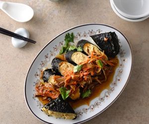 Dish#7: Imitation Lavor FIsh in Tomato Sauce at Real Vegan Chinese Restaurant in Markham