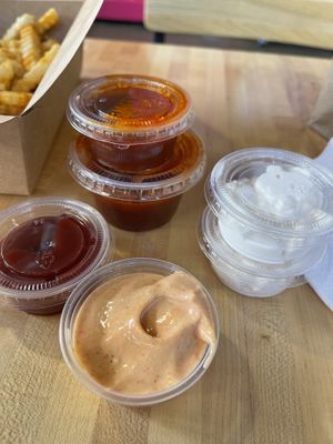 Sauces: ketchup, Burgeezy, mayo, hot hunny  at Burgeezy in Indianapolis