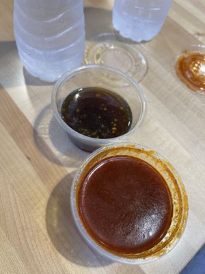 Maple Garlic and Hunny Hot sauces  at Burgeezy in Indianapolis