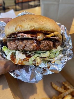 Bacon BBQ Burger with Beyond Meat patty   at Burgeezy in Indianapolis