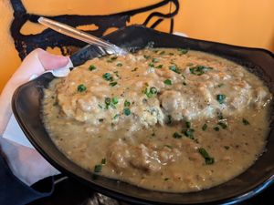 Biscuits and gravy at Burgeezy in Indianapolis