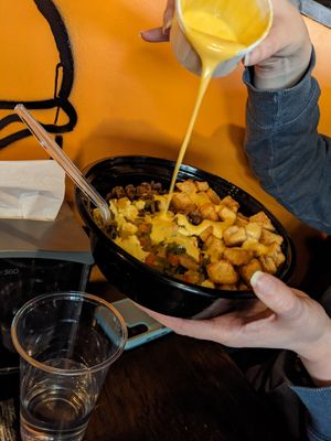 Steak potato and cheese bowl at Burgeezy in Indianapolis
