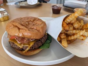 B.E.T.O. burger with crinkle at Burgeezy in Indianapolis