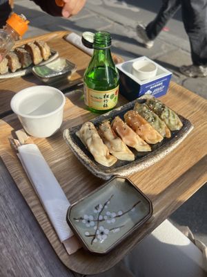 eggplant, sweet potato, and spinach gyoza  at Gyoza House in Paris