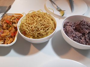 Amazing! Macaroni and Khao soi 😍 at Lada Vegetarian Food - Veg Stall in Chiang Mai