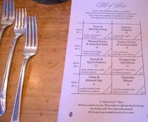 This menu from early April highlighted spring produce. Since we were one carnivore and one vegan, the waitstaff kindly put the cheese on the side for the non-vegan dishes, so the vegan could taste everything, too. at Natural Selection in Portland