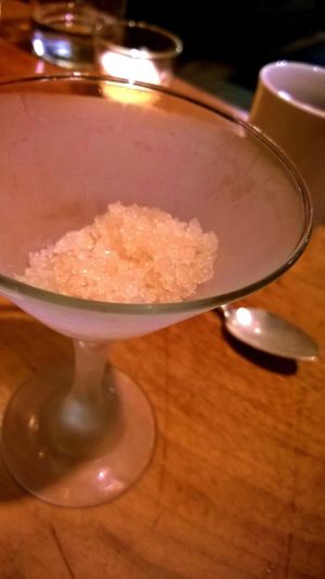 Extra: A bonus palate cleanser of champagne pear ice was a delightful transition between courses.

(Part of the amazing 'chef's table' 4-course meal which actually included 7 plates and tastes.) at Natural Selection in Portland