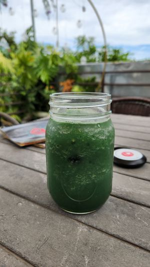 Spirulina Smoothie at El Veggie SV Escalón in San Salvador
