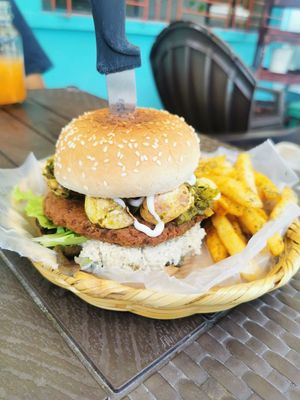 The ultimate burger at El Veggie SV Escalón in San Salvador