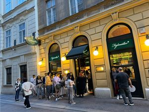 crowded (!) — on a weekday  at Figlmüller in Vienna