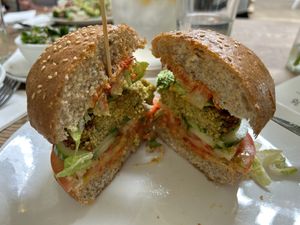 Falafel burger   at Selland's Market Cafe in Sacramento