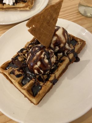 Peanut butter ice cream waffle   at ditto in Cape Town