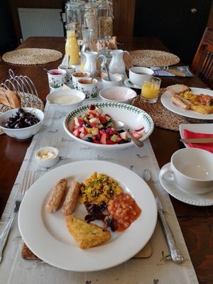 Breakfast with te best scrambled tofu ever! at Balsporran Bed and Breakfast in Dalwhinnie