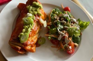Black bean and sweet potato Enchiladas  at Balsporran Bed and Breakfast in Dalwhinnie