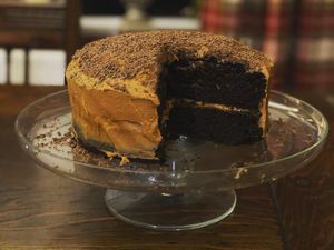 Chocolate cake with salted caramel icing  at Balsporran Bed and Breakfast in Dalwhinnie