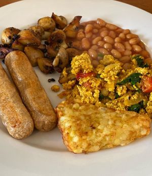 Cooked breakfast  at Balsporran Bed and Breakfast in Dalwhinnie