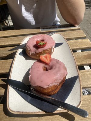 Strawberry doughnuts   at The Nest Coffee House in Southampton