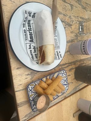 Vegan burrito & yuca fries  at El Bigoton in Mooloolaba
