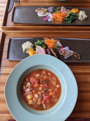 vegan course / appetizer and soup at Healthian-wood - ヘルジアンウッド in Toyama