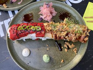 Left: Just Red, Right: No more bacon for big daddy  at Maki Maki Sushi Green Hamburg in Hamburg
