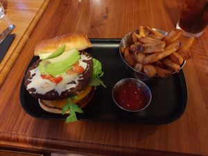 Vegan burger at Steamship Grill & Bar in Victoria