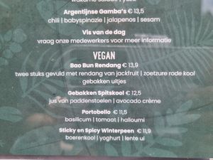 Vegan menu at Beautanica in Zwolle