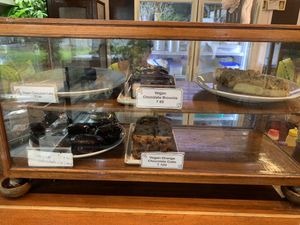 Vegan cake selection   at Dreamer's Cafe in Auroville