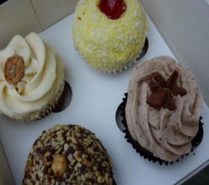 Banana, pina colada, cookie and ferrero cupcakes at Ms. Cupcake in South West London