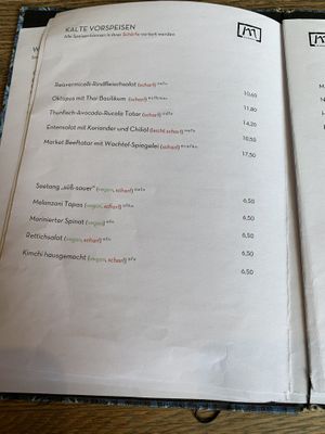 Menu as of 10/2023  at Market in Vienna