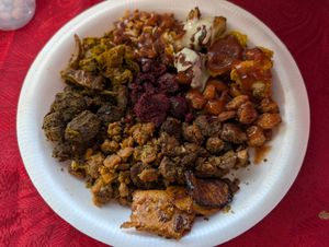 Sampler of soya prepared in a variety of ways at Kam's Veggi Delight in Felicity