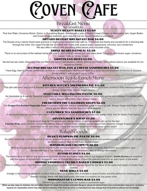 New menu under the new business name - lots of vegan options still!  at The Coven Cafe in Lincoln City