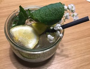 huang lu (lemonade with cucumber, chia, mint and aloe)  at laolao in Vienna