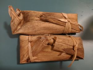 Tamalitos in banana leaves at Manik Bal in Merida