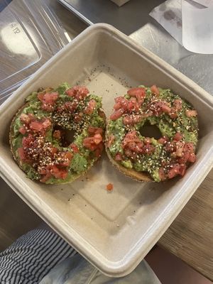 Avocado toast bagel  at Zucker's Bagels in New York City