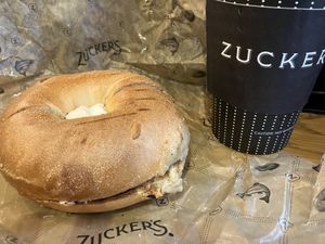 Plain bagel with plain tofu cream cheese  at Zucker's Bagels in New York City