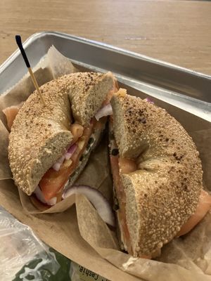 Vegan Traditional with salmon   at Zucker's Bagels in New York City